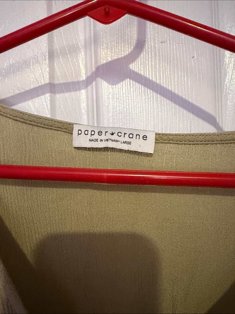 Paper Crane Olive Green Smocked V-Neck Crop Top - Picture 2 of 3